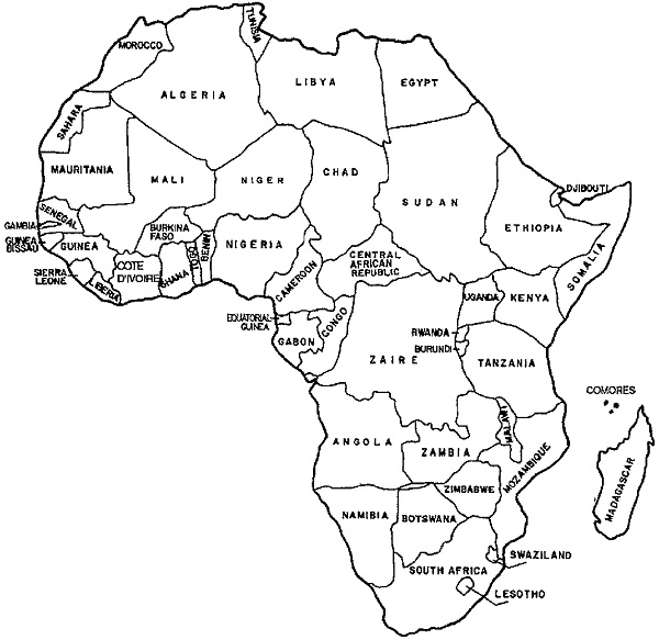 Map of Africa Coloring Page
