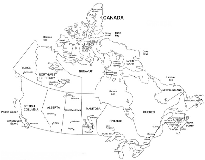 Map of Canada Coloring Page & Coloring Book