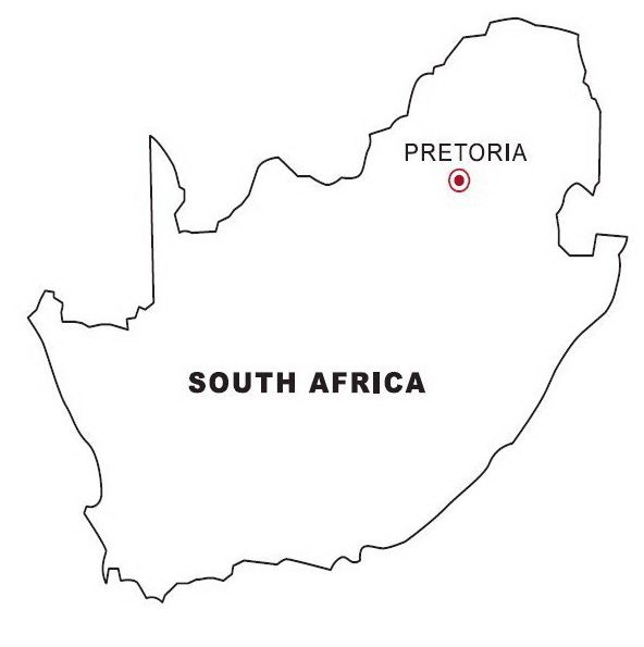Map of South Africa Coloring Page