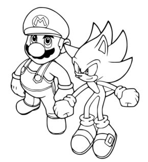 Mario and Sonic Coloring Pages & coloring book.