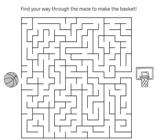 Maze Coloring Pages Adult Coloring Pages Basketball