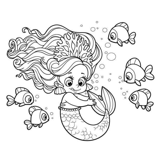 mermaid coloring pages splashing in water
