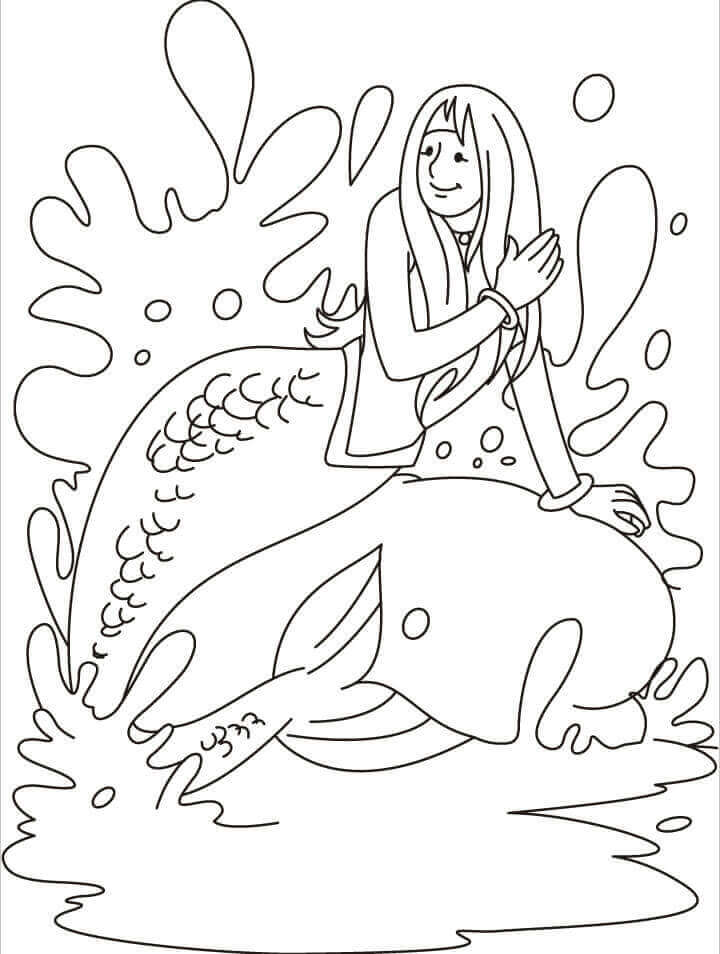 mermaid splashing in water coloring pages