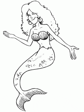 Happy Mermaid Coloring Page