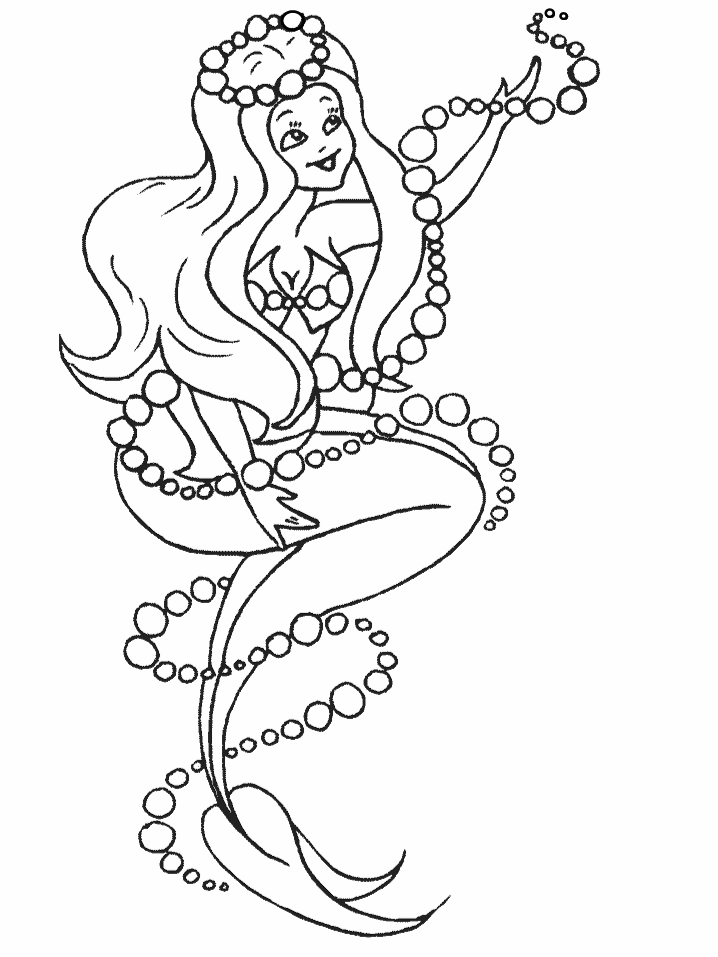 Simple mermaid coloring page