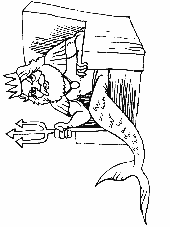 mermaid king coloring page