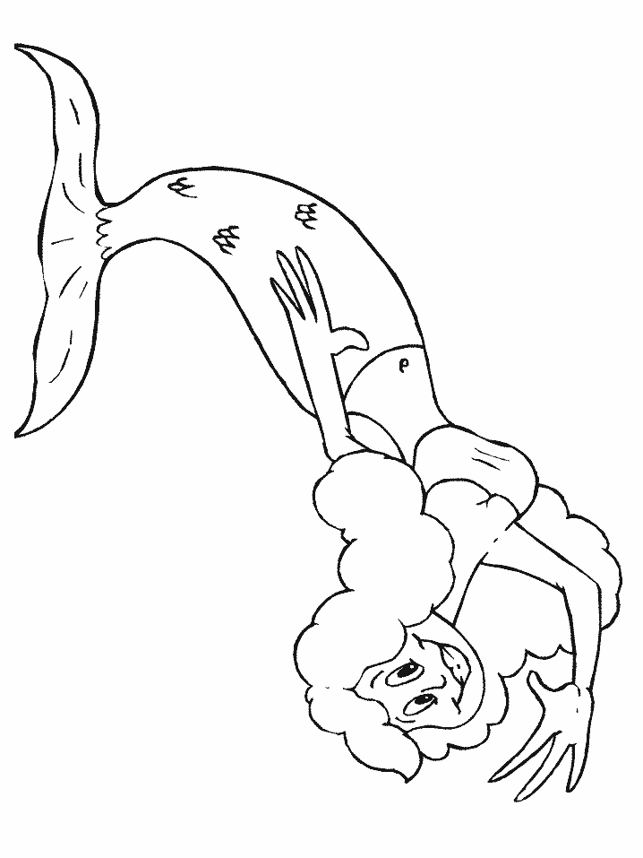 Happy Mermaid Coloring Pages Free