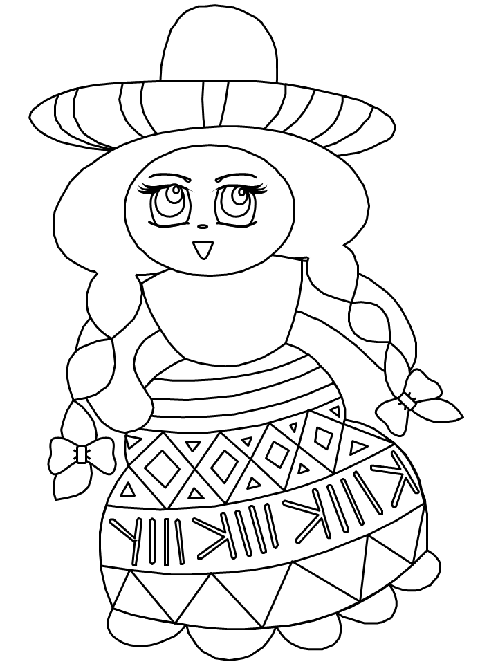 Mexico Doll Coloring Pages