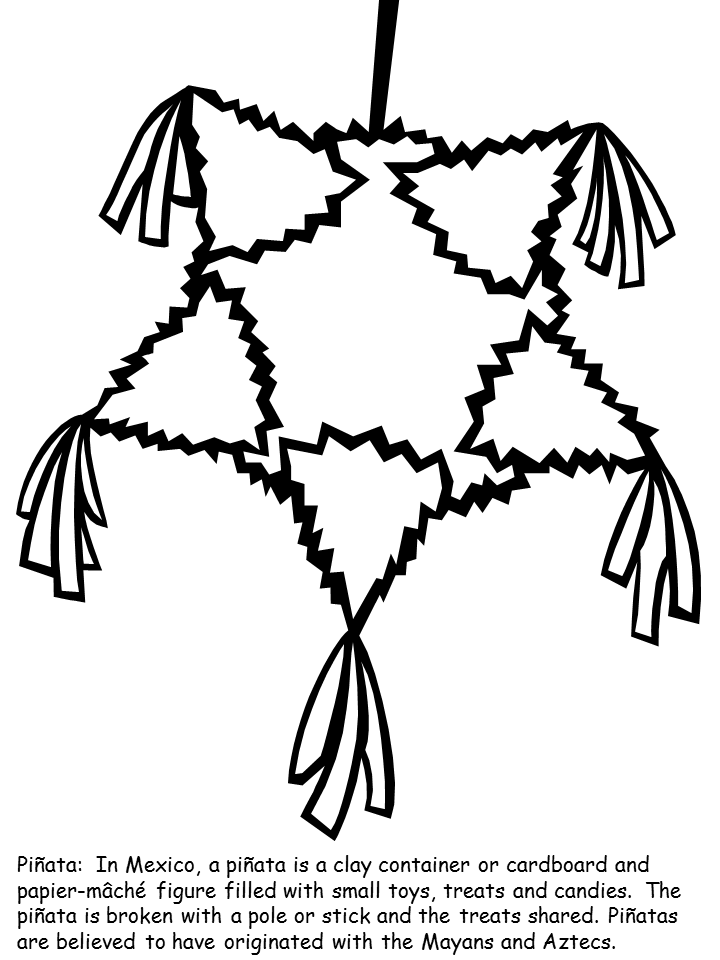 Mexico Piñata Coloring Page