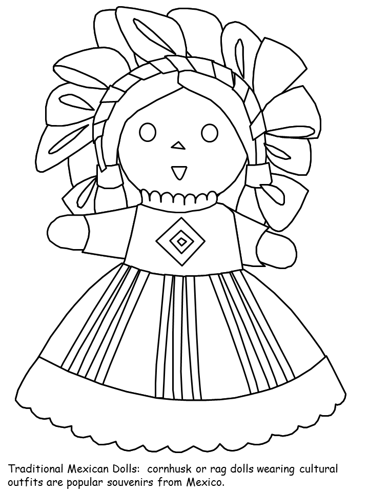 Mexico Doll Coloring Page