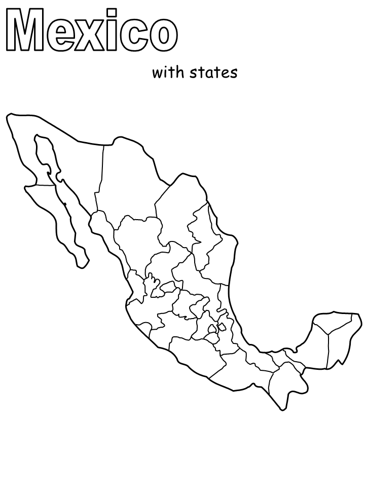 Mexico Map Countries Coloring Page Printable