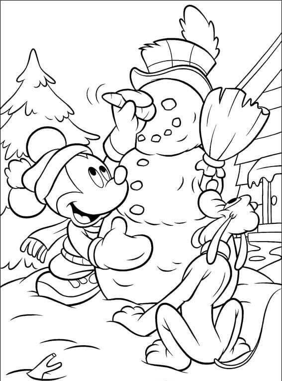 mickey mouse winter coloring pages for kids
