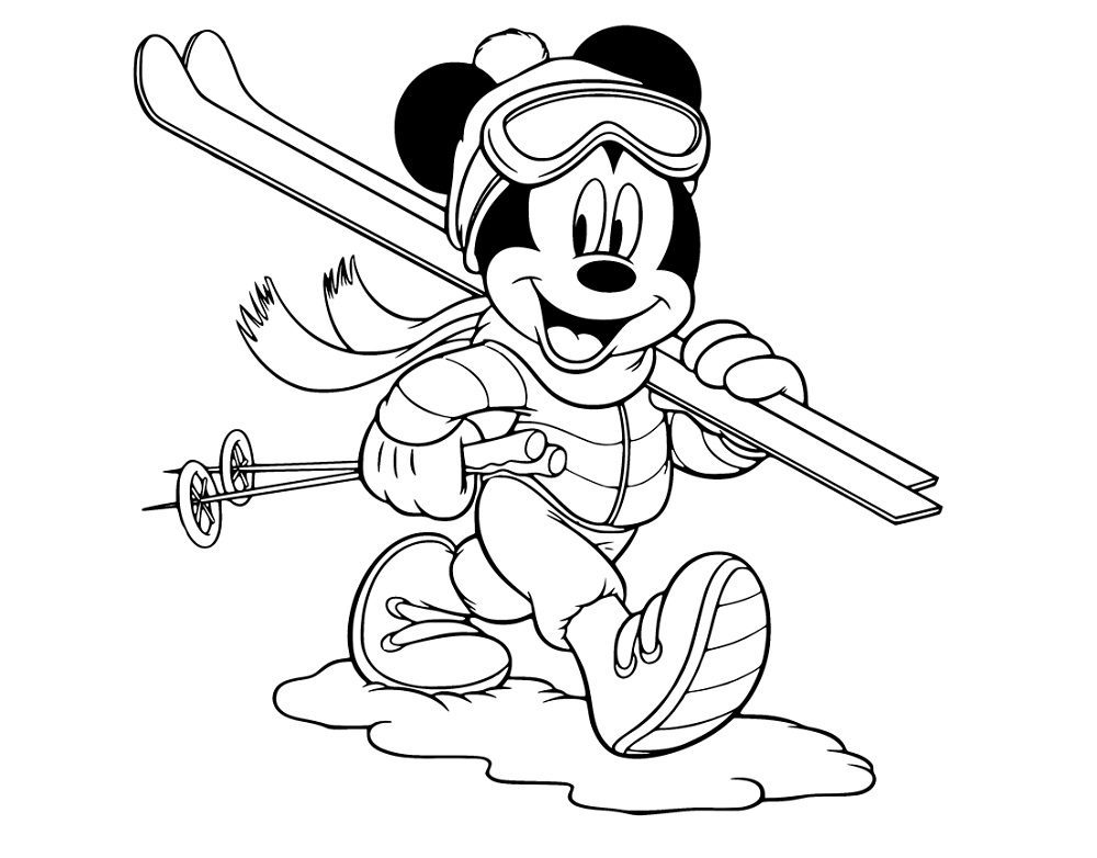 mickey mouse winter coloring pages