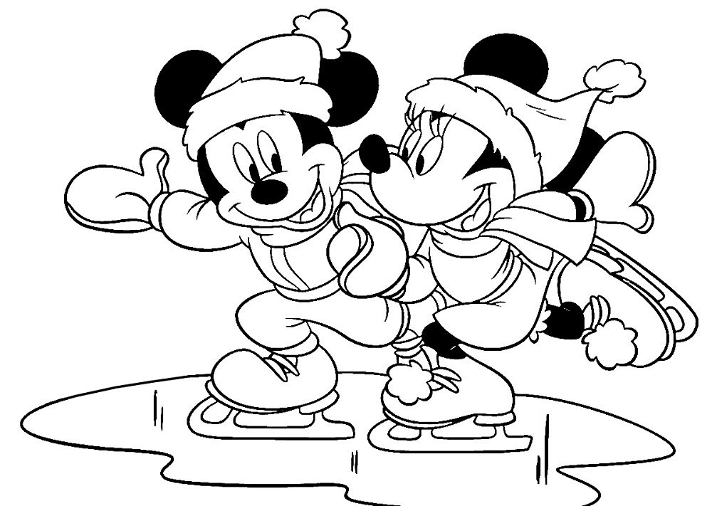 mickey winter coloring pages