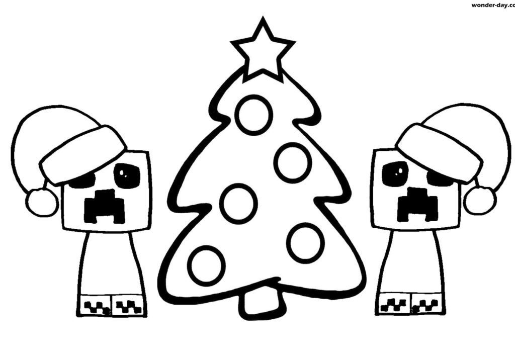 minecraft christmas coloring pages