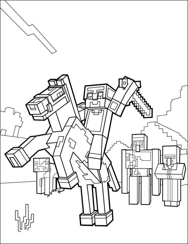 minecraft coloring pages animals horse