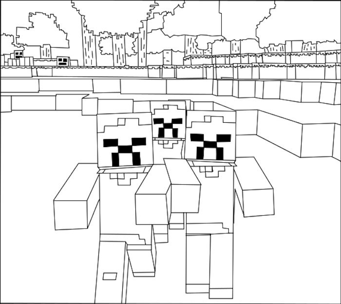 minecraft coloring pages zombie head