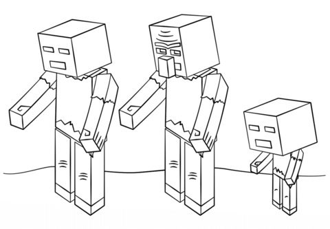 minecraft easy coloring pages zombie