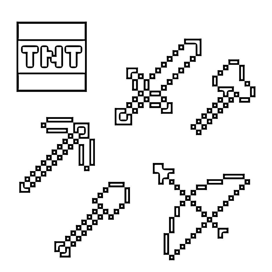 minecraft tools coloring pages