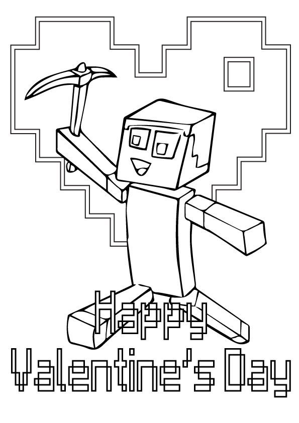 minecraft valentines day coloring pages