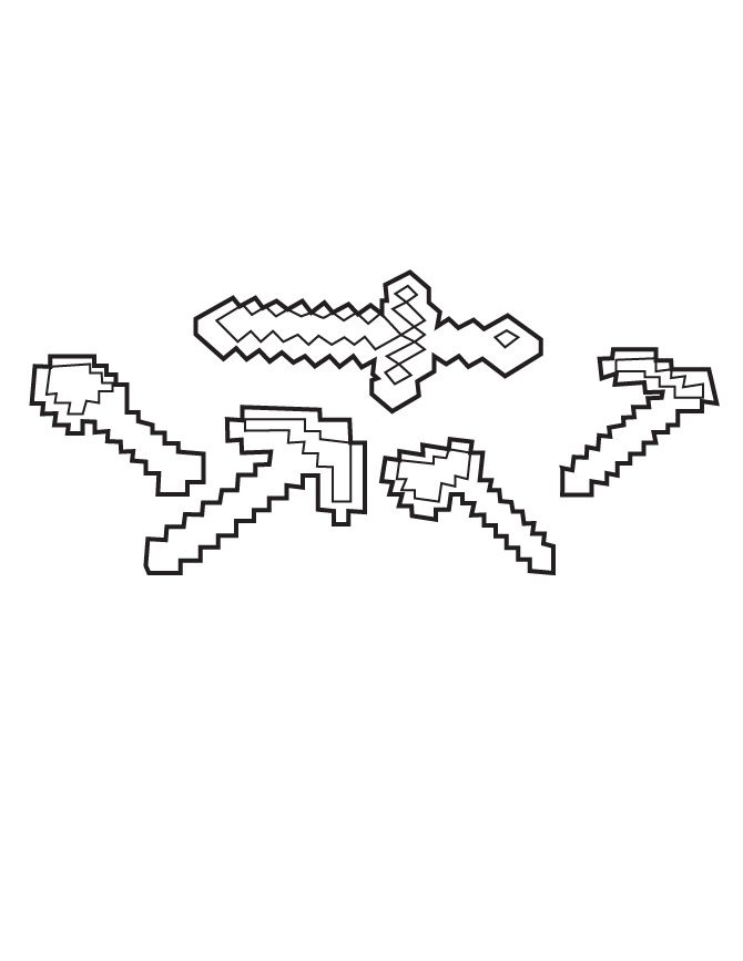 minecraft weapons coloring pages