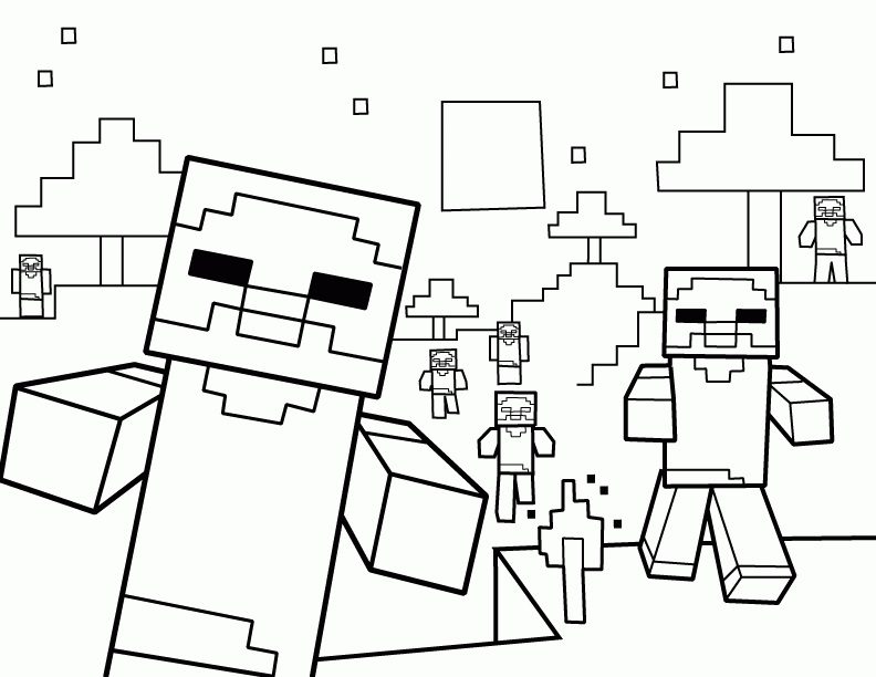 minecraft zombie coloring pages