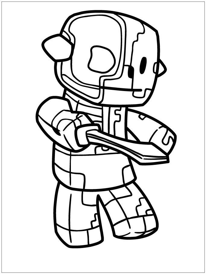 minecraft zombie pigman coloring pages