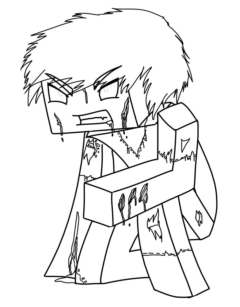 minecraft zombie steve coloring pages