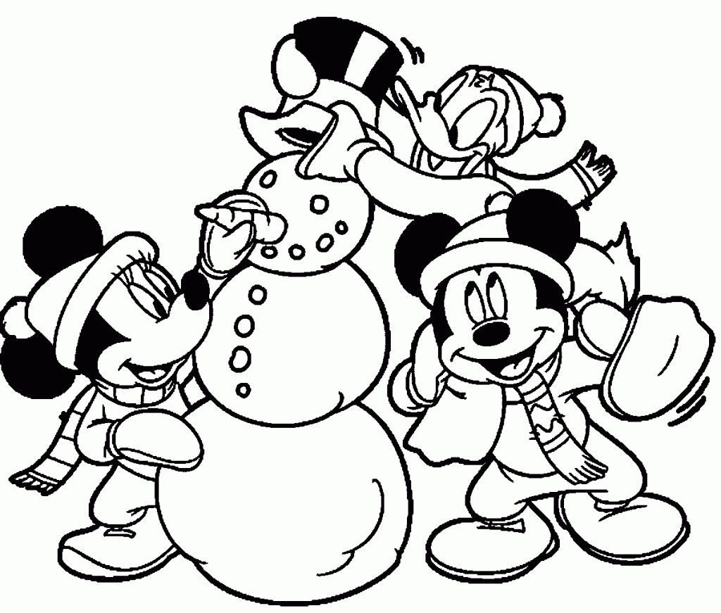 minnie and mickey mouse winter coloring pages