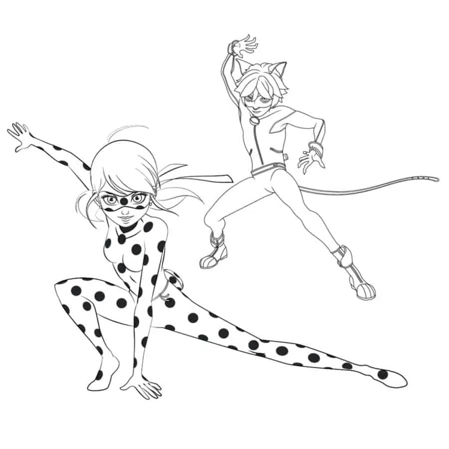 miraculous ladybug and cat noir coloring pages