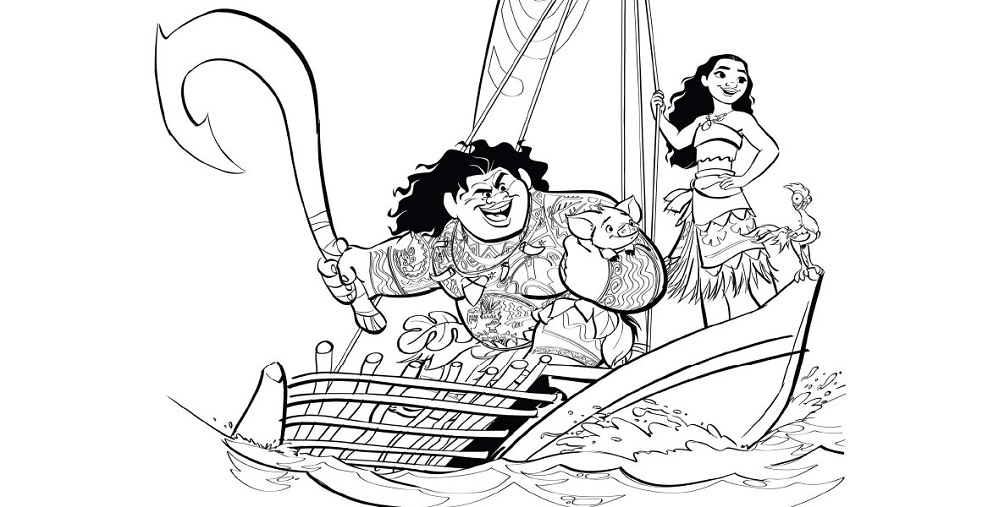 Moana Boat Coloring Pages