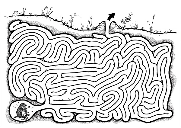 Mole Maze Coloring Pages to Print