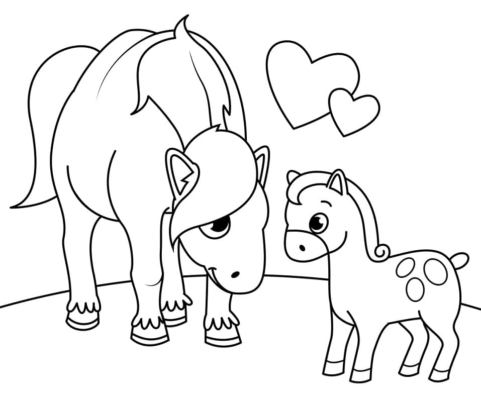 mom and baby horse coloring pages