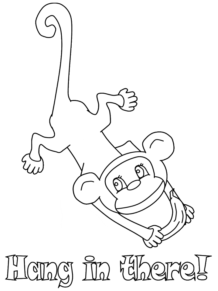 Hang in There Monkey Coloring Pages