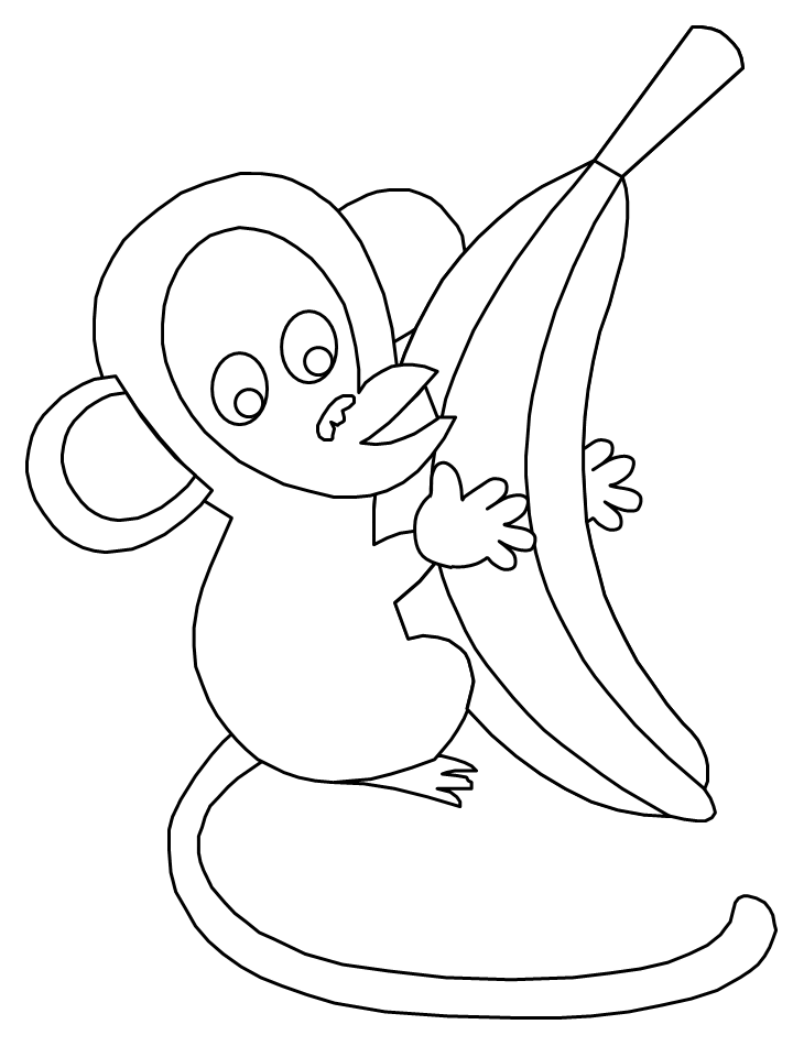 Monkey Banana Coloring Pages