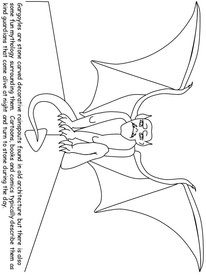 Monster Gargoyle Text Fantasy Coloring Pages