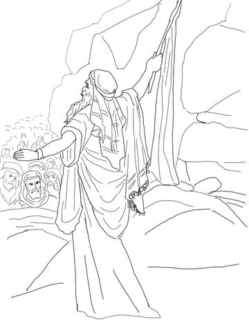 moses strikes the rock for water coloring pages