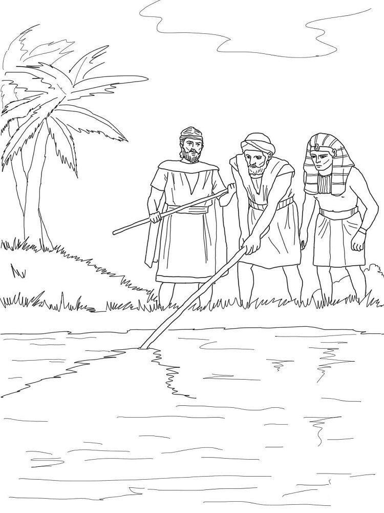 moses water into blood coloring pages