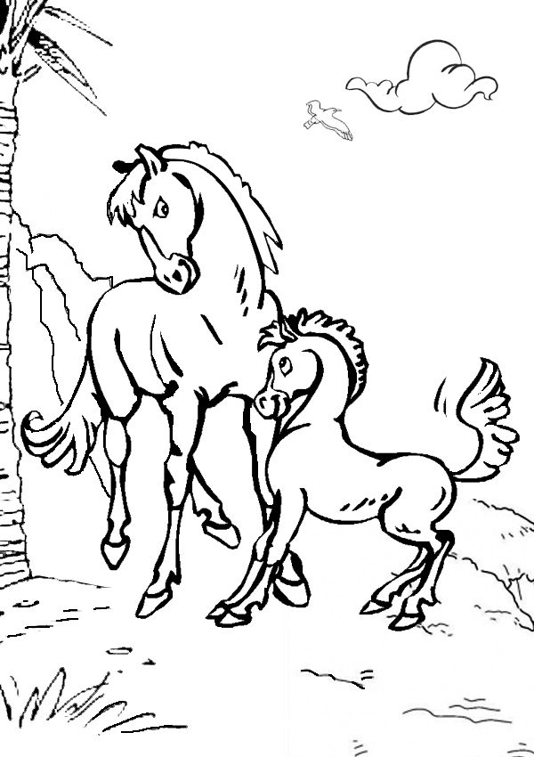 mother and baby horse coloring pages