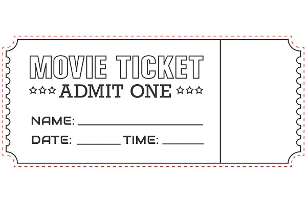 Movie Ticket Coloring Page