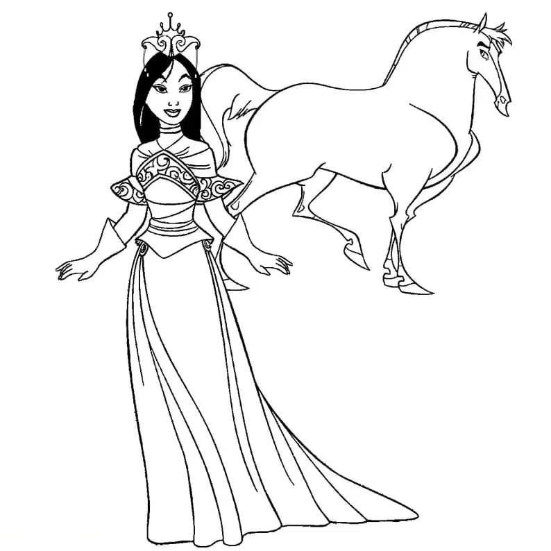 mulan horse coloring pages
