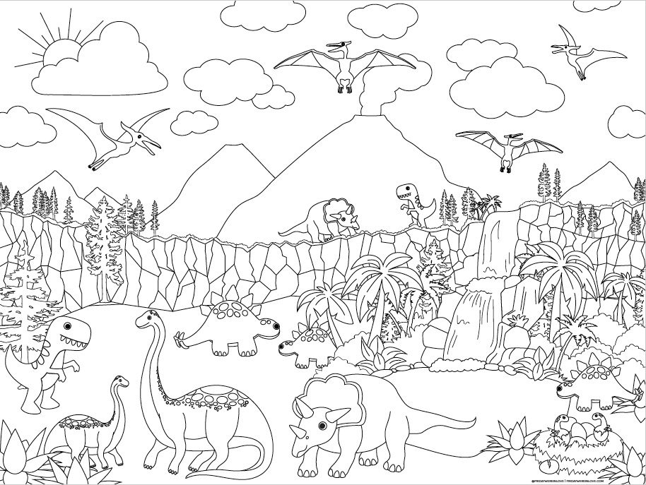 multiple dinosaur coloring pages