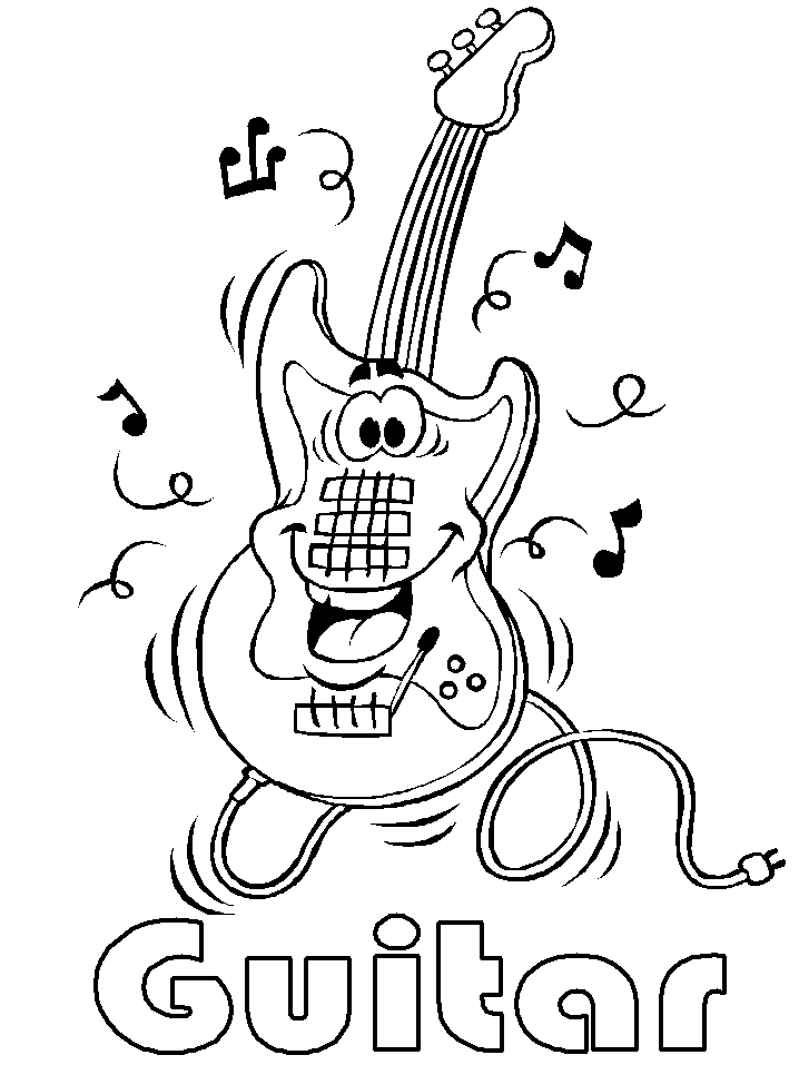 Cartoon Guitar coloring page