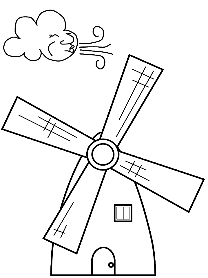 Netherlands Windmill Coloring Pages