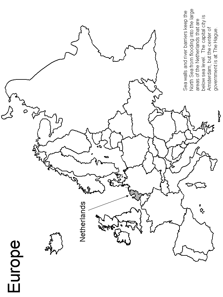 Netherlands Europe Map Coloring Pages