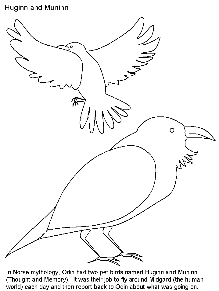 Norway Huginn And Muninn Words Countries Coloring Pages