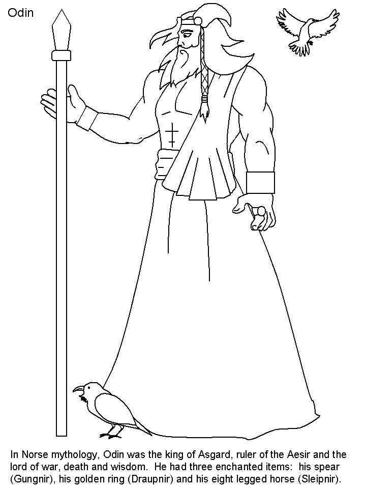 Norway Odin Words Countries Coloring Pages