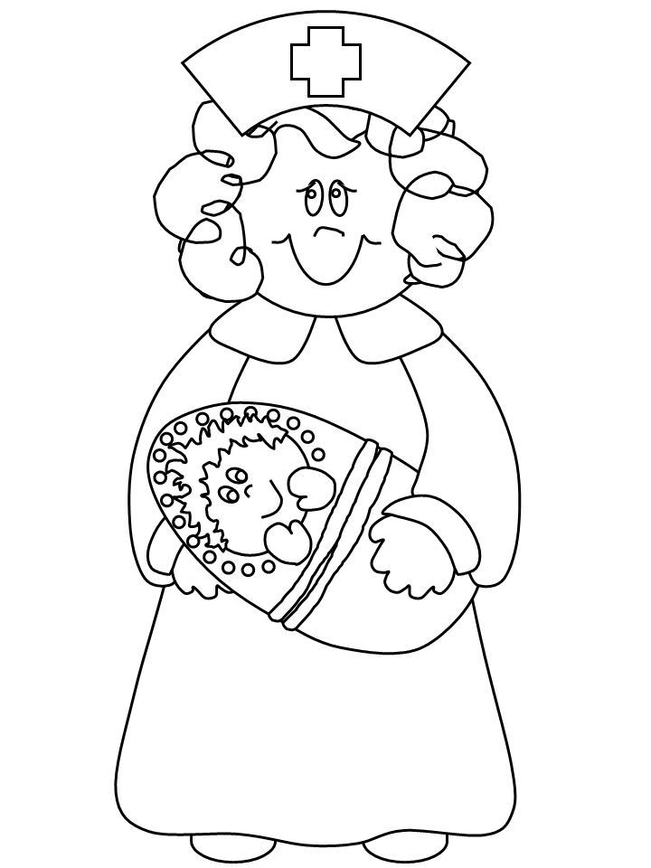 Nurse with Baby Coloring Pages