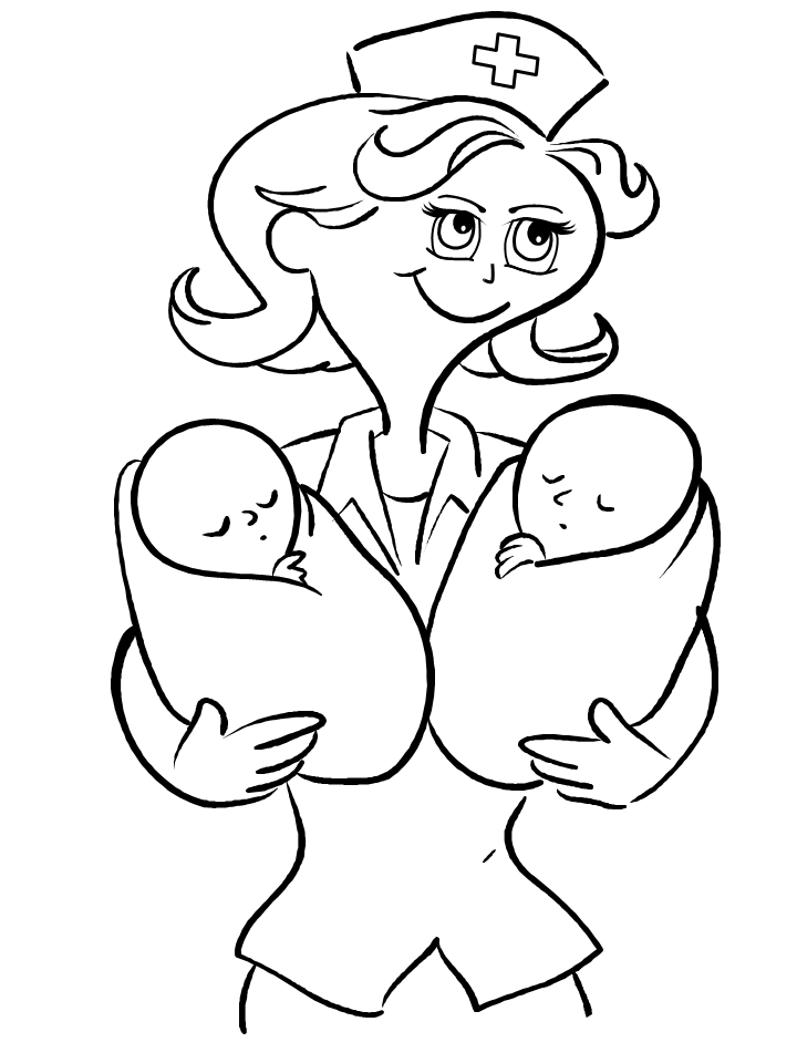 Nurse with Babies Coloring Pages