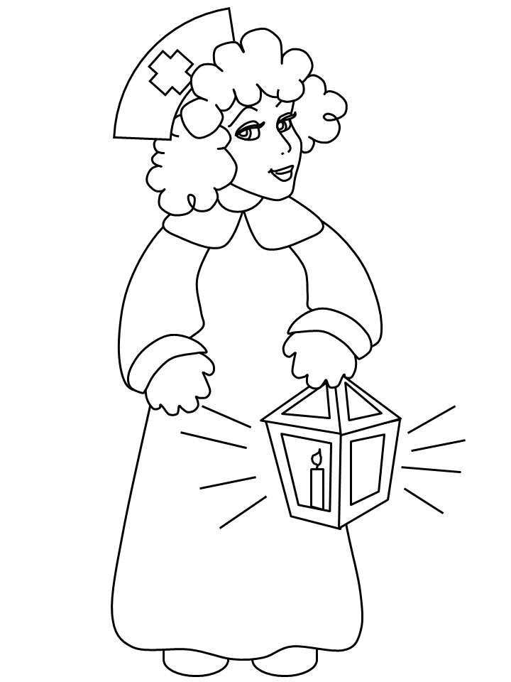 Nurse with Candle Coloring Pages